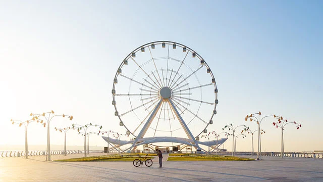 Seaside National Park Baku Boulevard walking area along Caspian Sea